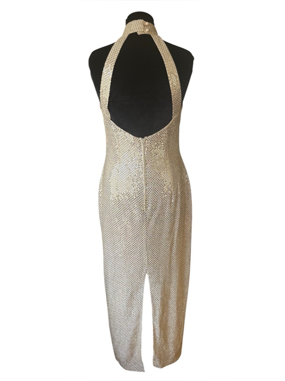 Y2K 90s Sequin Maxi Gold Formal Dress - Picture 6 of 16